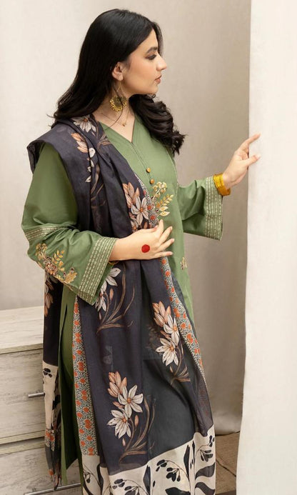 Zara Shahjhan-3PC DHANAK – Elegant Embroidered Suit – 6014