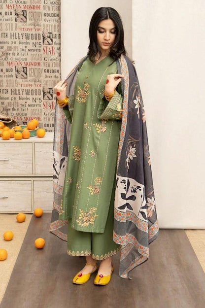 Zara Shahjhan-3PC DHANAK – Elegant Embroidered Suit – 6014