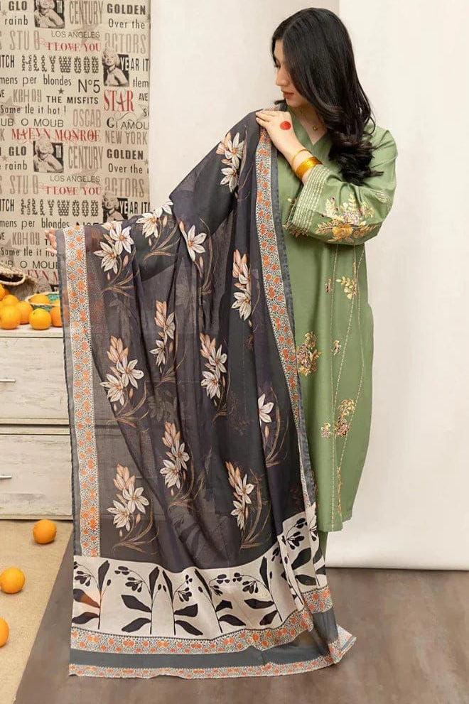 Zara Shahjhan-3PC DHANAK – Elegant Embroidered Suit – 6014