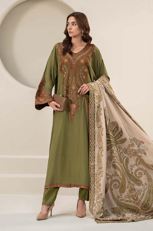 Zara Shahjhan-3PC DHANAK – Elegant Embroidered Suit – 6015