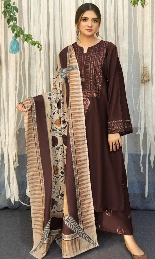 Aisling-3PC DHANAK – Elegant Embroidered Suit – 6028