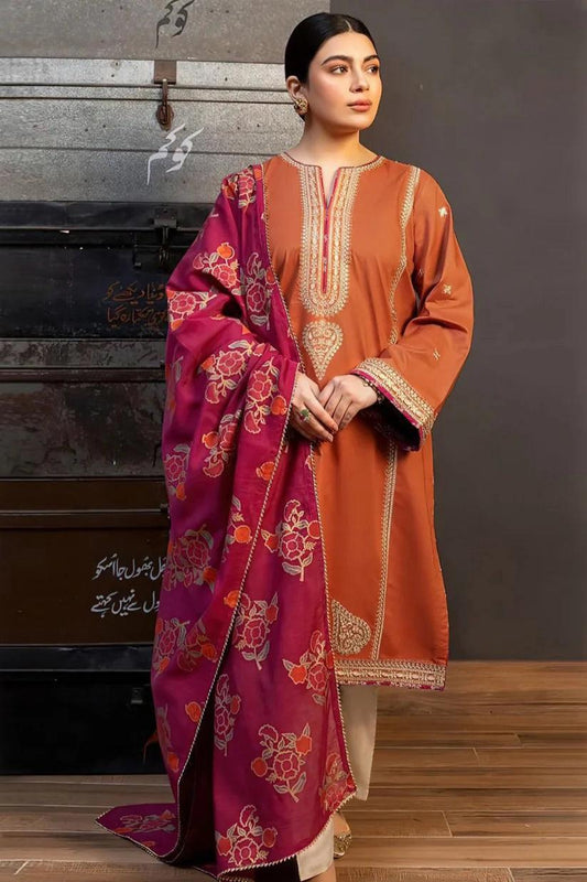 Aisling-3PC DHANAK – Elegant Embroidered Suit – 6022