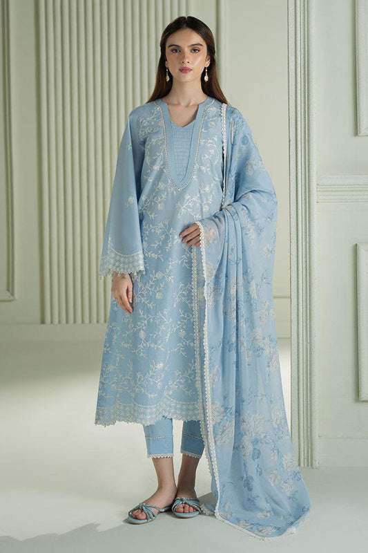 3PC DHANAK – Elegant Embroidered Suit