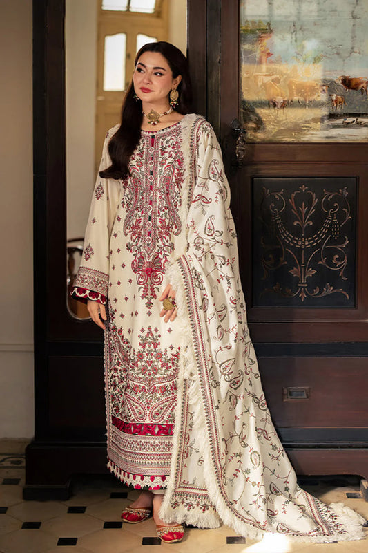 ASIM JOFA-3PC DHANAK  EMBROIDERED SHIRT WITH WOOL SHAWL & DHANAK TOUSER SF010