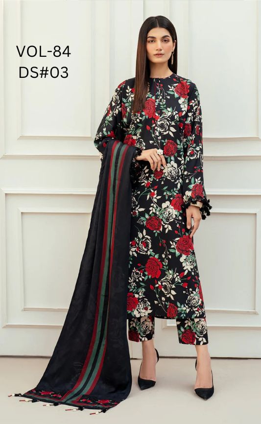 BAROQUE - 3PC Lawn Printed Shirt With Voile Printed Dupatta-440 dw 403