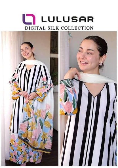 LULUSAR Silk 3PC Digital Printed ,SK-4006