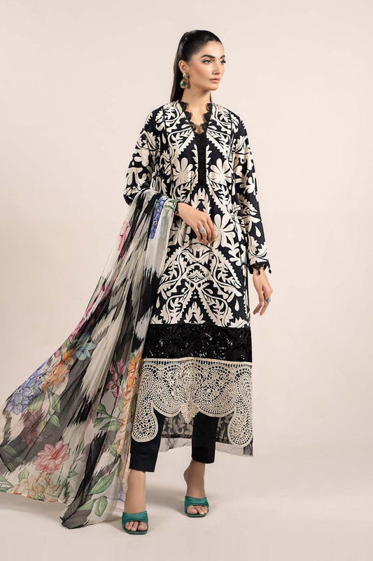SAPPHIRE -3PC KARANDI  Bana Dori Printed  Shirt With Printed Duppta -SAF 5010