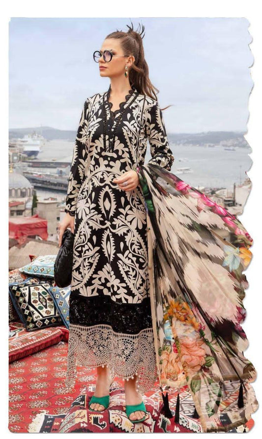 SAPPHIRE -3PC KARANDI  Bana Dori Printed  Shirt With Printed Duppta -SAF 5009