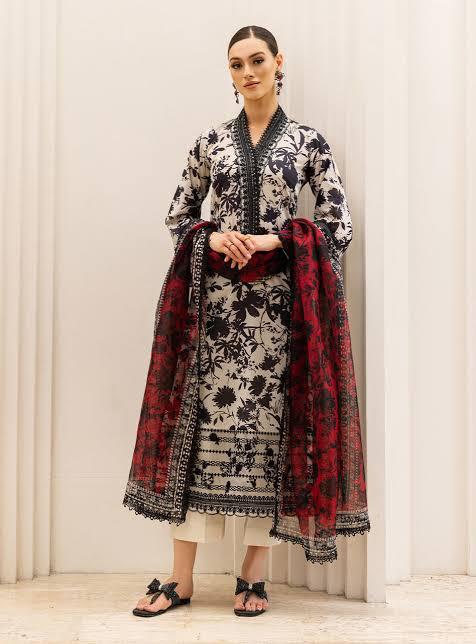 SAPPHIRE -3PC KARANDI  Bana Dori Printed  Shirt With Printed Duppta -SAF 5018