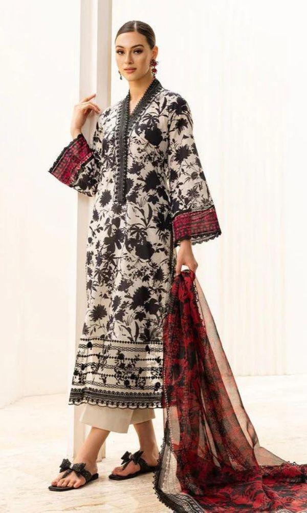 SAPPHIRE -3PC KARANDI  Bana Dori Printed  Shirt With Printed Duppta -SAF 5018
