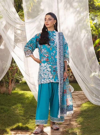 BAROQUE - 3PC Lawn Printed Shirt With Voile Printed Dupatta-DW 204